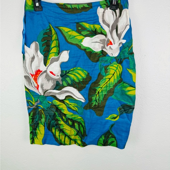 Ellen Tracy Lina Allard Linen Tropical Floral Blue Blazer Skirt Set - Picture 10 of 15